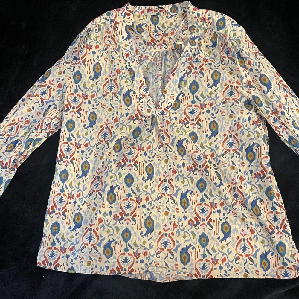 Zara “The Martina Blouse” Boho Ikat Print Top – Size M – Excellent - Picture 2 of 9